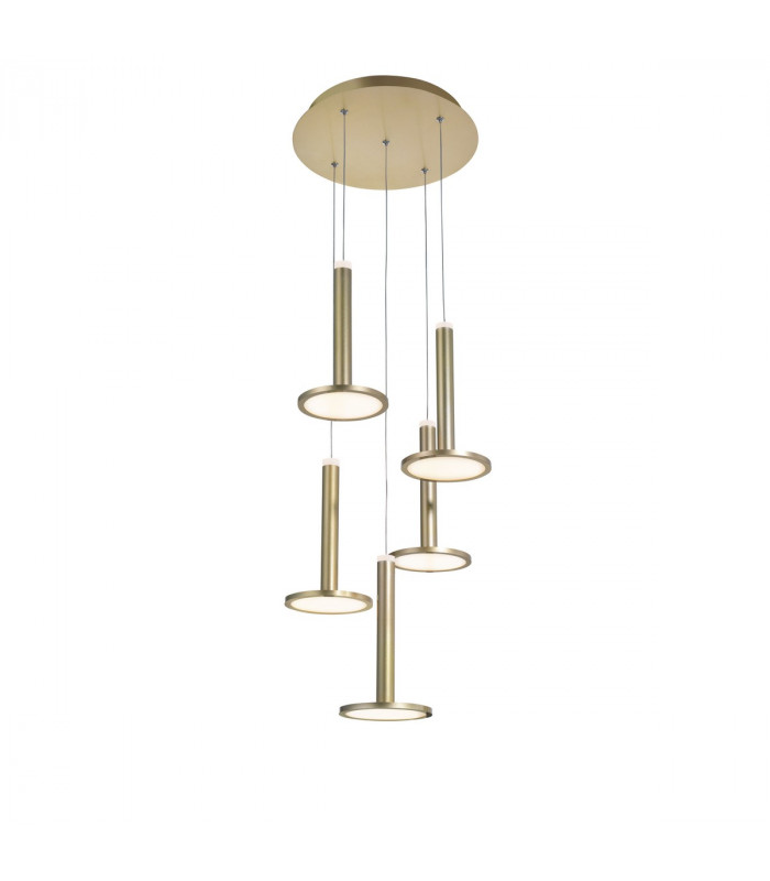 Palencia 5 Light Cluster Pendant Ceiling Light Satin Gold Aluminium LED 53W 1967Lm 3000K-1