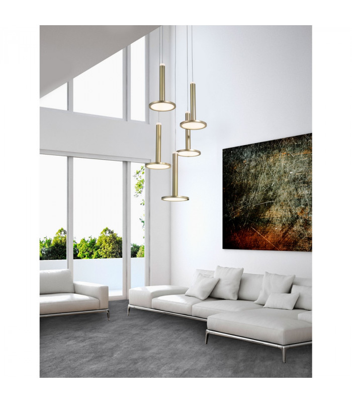 Palencia 5 Light Cluster Pendant Ceiling Light Satin Gold Aluminium LED 53W 1967Lm 3000K-2