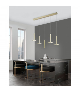 Palencia 5 Light Bar Pendant Ceiling Light Satin Gold Aluminium LED 53W 1967Lm 3000K-2