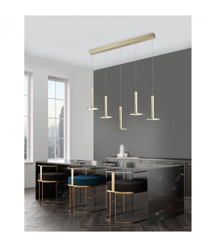 Palencia 5 Light Bar Pendant Ceiling Light Satin Gold Aluminium LED 53W 1967Lm 3000K-2