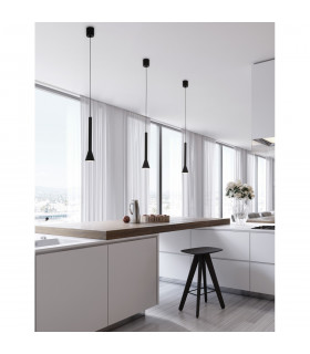 Navan Integrated LED Pendant Ceiling Light Matt Black Aluminium LED 6W 530Lm 3000K-2