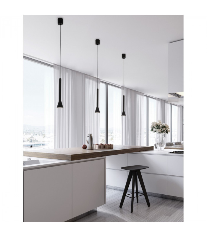 Navan Integrated LED Pendant Ceiling Light Matt Black Aluminium LED 6W 530Lm 3000K-2