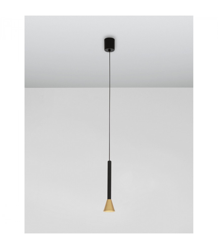 Navan Integrated LED Pendant Ceiling Light Brass Black Aluminium LED 6W 530Lm 3000K-4
