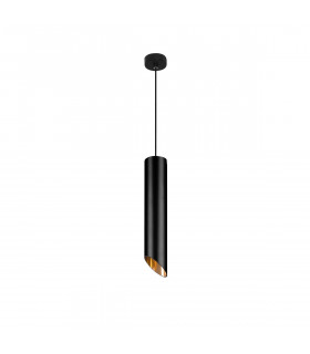 Pero Slim Pendant Ceiling Light Sandy Black Aluminium Outside Gold Aluminium Inside LED GU10 1x10W-1