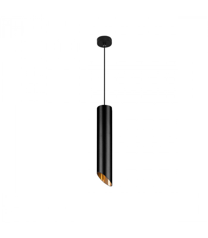 Pero Slim Pendant Ceiling Light Sandy Black Aluminium Outside Gold Aluminium Inside LED GU10 1x10W-1