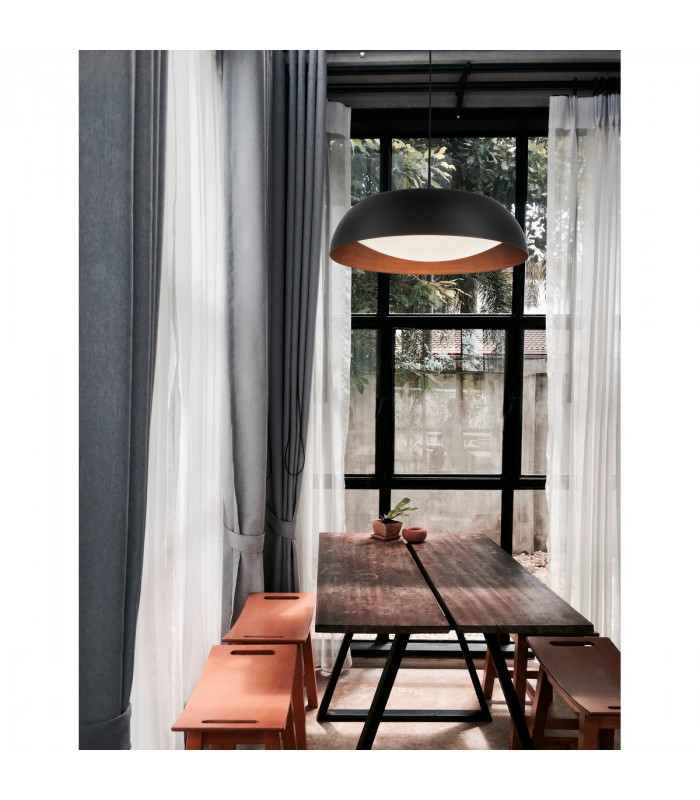 Landon Integrated LED Pendant Ceiling Light Black Aluminium Outside Copper Inside LED 40W 2400Lm 3000K-2