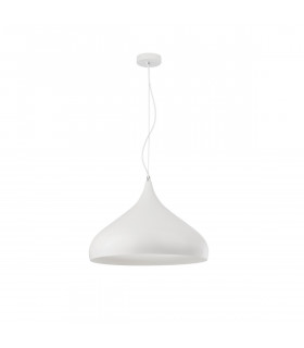 Benicio 42cm Dome Pendant Ceiling Light White Metal White Fabric Wire LED E27-1