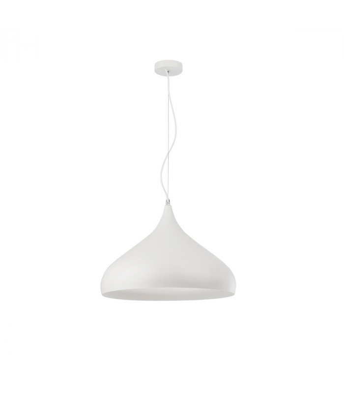 Benicio 42cm Dome Pendant Ceiling Light White Metal White Fabric Wire LED E27-1