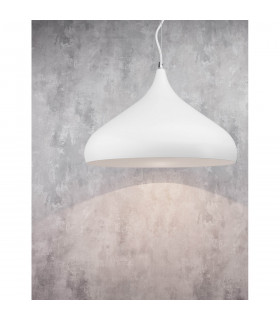 Benicio 42cm Dome Pendant Ceiling Light White Metal White Fabric Wire LED E27-2
