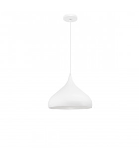 Benicio 33cm Dome Pendant Ceiling Light White Metal White Fabric Wire LED E27-1