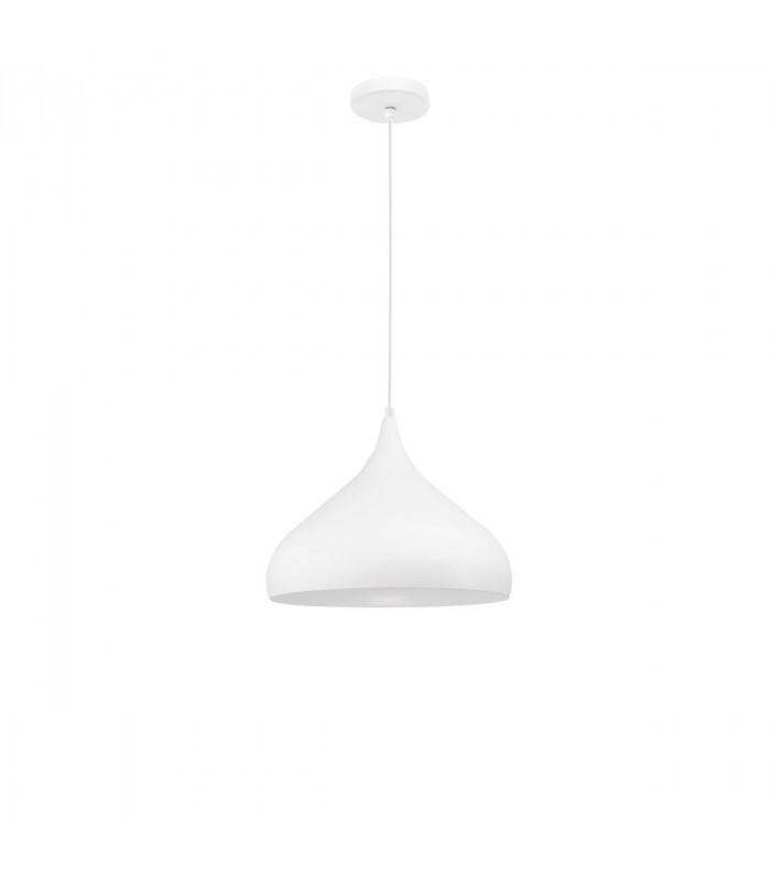 Benicio 33cm Dome Pendant Ceiling Light White Metal White Fabric Wire LED E27-1