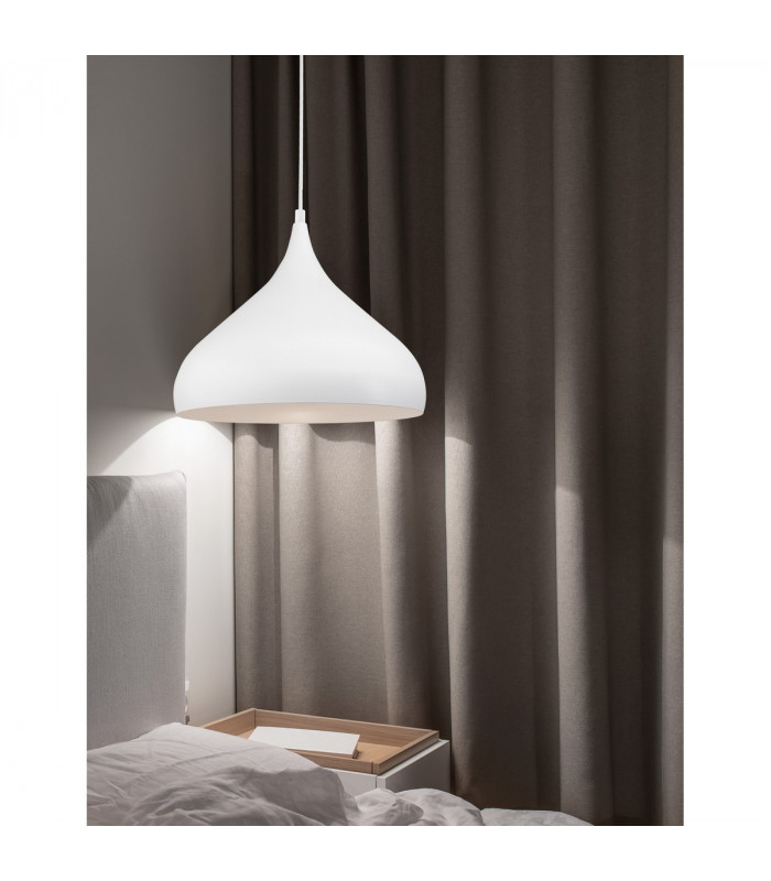 Benicio 33cm Dome Pendant Ceiling Light White Metal White Fabric Wire LED E27-2