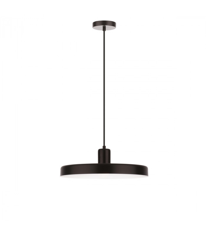 Chioto 36cm Dome Pendant Ceiling Light Matt Black Steel Outside Shiny White Steel Inside LED E27-1