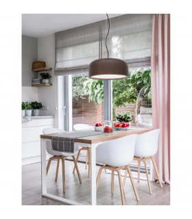 Perleto 2 Light Dome Pendant Ceiling Light Metal Matt Coffee Brown Outside LED E27-2