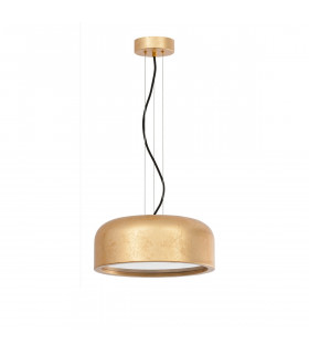 Perleto 2 Light Dome Pendant Ceiling Light Metal Gold Leaf Outside Matt White Inside LED E27-1