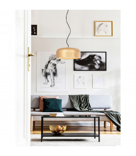 Perleto 2 Light Dome Pendant Ceiling Light Metal Gold Leaf Outside Matt White Inside LED E27-2