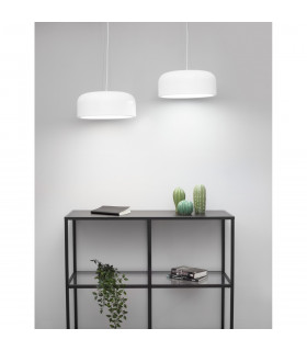Perleto 2 Light Dome Pendant Ceiling Light Metal Matt White Outside Inside LED E27-2