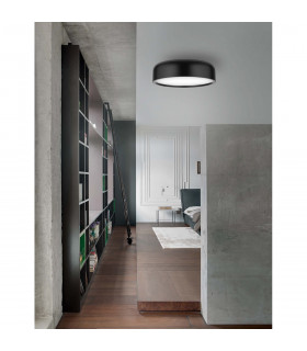 Perleto 2 Light Cylindrical Ceiling Light Black Metal LED E27-2