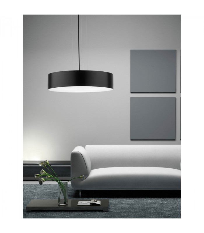 Finezza 3 Light Cylindrical Pendant Ceiling Light Metal Matt Black Outside LED E27-2