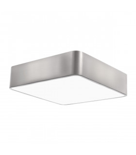 Ragu 46cm Flush Ceiling Light Metal Satin nickel Outside Matt White Inside LED E27-1