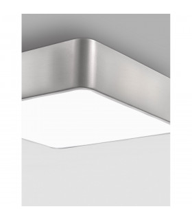 Ragu 46cm Flush Ceiling Light Metal Satin nickel Outside Matt White Inside LED E27-2