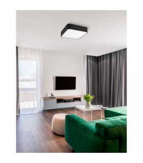 Ragu 36cm Flush Ceiling Light Metal Black Outside Matt White Inside LED E27-2