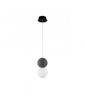 Zero Globe Pendant Ceiling Light Grey Concrete Opal Glass Black Aluminium LED G9 10-1