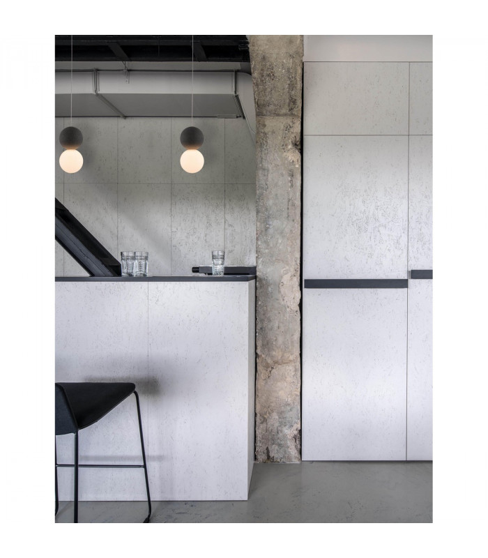 Zero Globe Pendant Ceiling Light Grey Concrete Opal Glass Black Aluminium LED G9 10-2