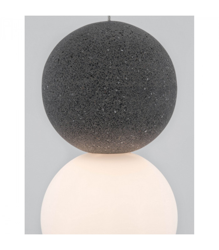 Zero Globe Pendant Ceiling Light Grey Concrete Opal Glass Black Aluminium LED G9 10-6