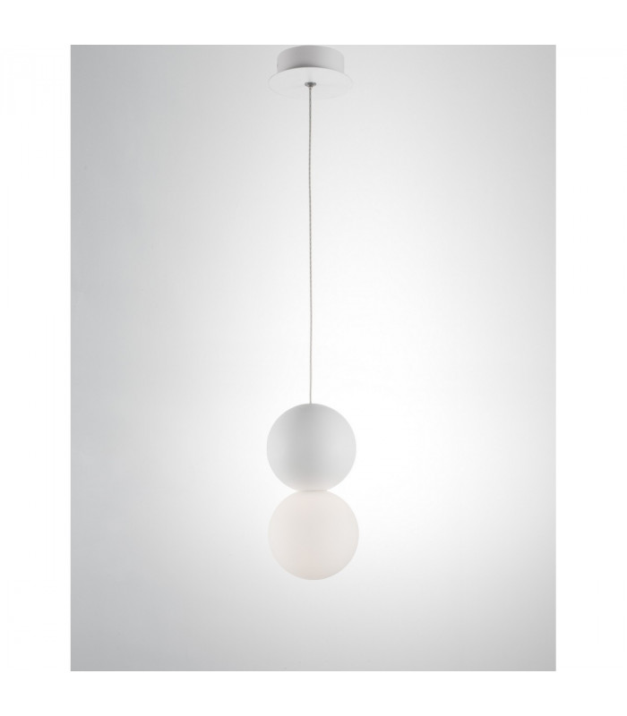 Zero Globe Pendant Ceiling Light White Gypsum Opal Glass White Aluminium LED G9-3