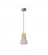 Alanzo Dome Pendant Ceiling Light Grey Concrete Wood Grey Fabric Wire LED E27-1