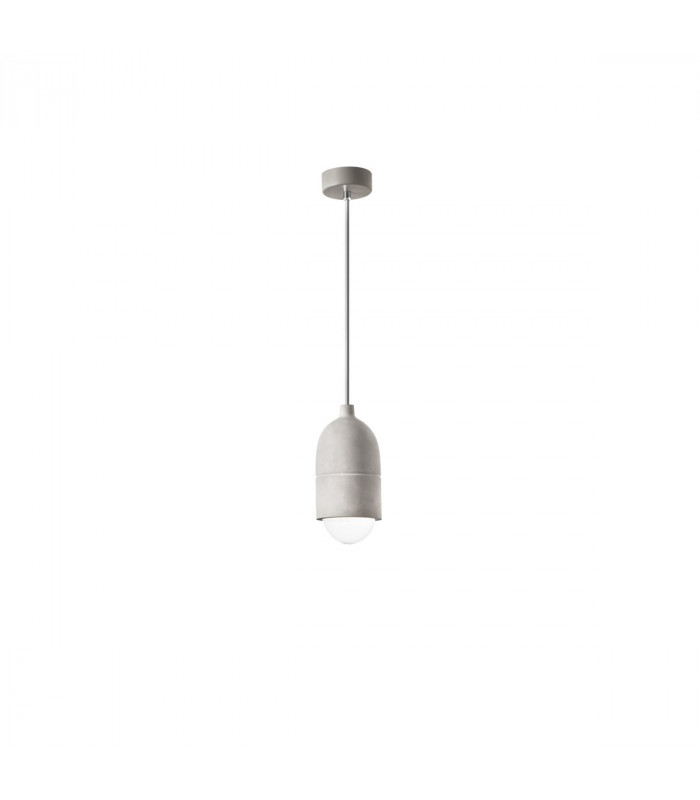Alanzo 10cm Dome Pendant Ceiling Light Grey Concrete Grey Fabric Wire LED E27-1