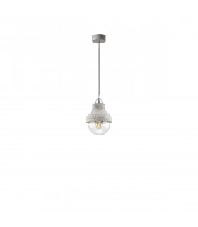 Alanzo 15cm Dome Pendant Ceiling Light Grey Concrete Grey Fabric Wire LED E27-1