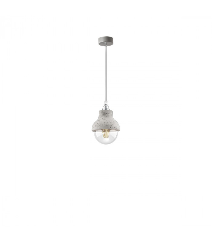 Alanzo 15cm Dome Pendant Ceiling Light Grey Concrete Grey Fabric Wire LED E27-1