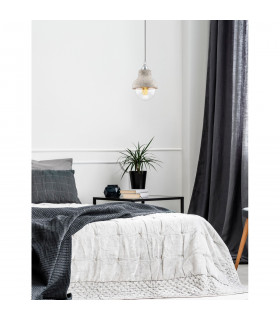 Alanzo 15cm Dome Pendant Ceiling Light Grey Concrete Grey Fabric Wire LED E27-2