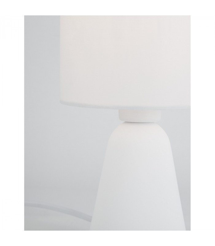 Zero Table Lamp with Round Shade White Gypsum White Fabric Shade LED E14-2