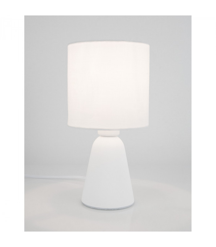 Zero Table Lamp with Round Shade White Gypsum White Fabric Shade LED E14-3