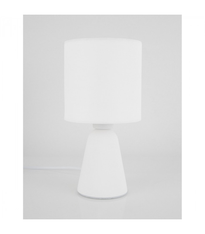 Zero Table Lamp with Round Shade White Gypsum White Fabric Shade LED E14-4