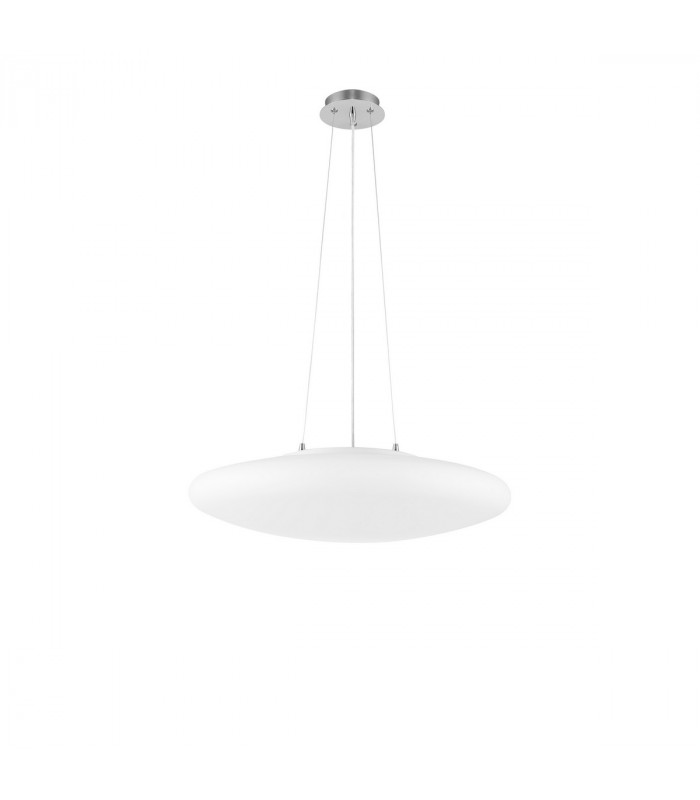 Pressione 3 Light Globe Pendant Ceiling Light Opal Glass Satin Metal Base Chrome Aluminium LED E27-1