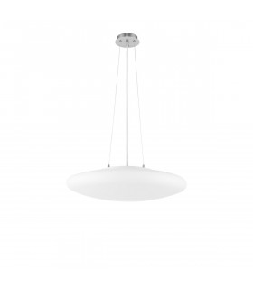 Pressione 4 Light Globe Pendant Ceiling Light Opal Glass Satin Metal Base Chrome Aluminium LED E27-1