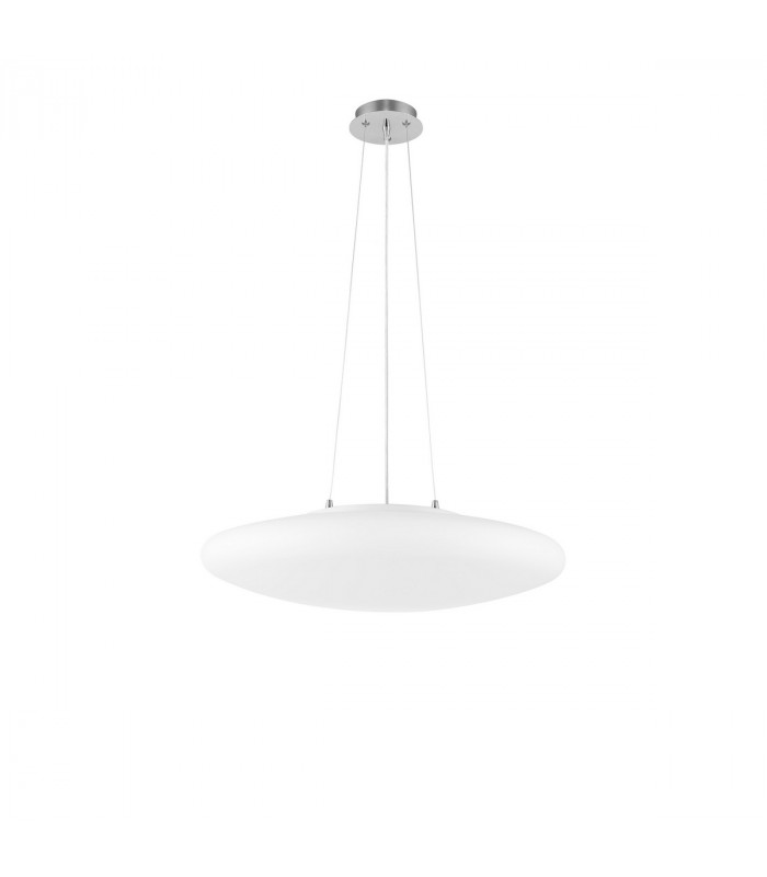 Pressione 4 Light Globe Pendant Ceiling Light Opal Glass Satin Metal Base Chrome Aluminium LED E27-1