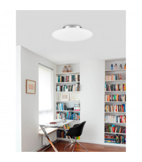 Pressione 50cm Flush Ceiling Light Opal Glass Matt White Metal LED E27-2