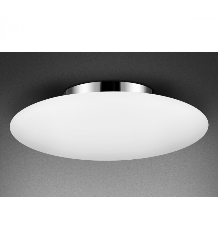 Pressione 50cm Flush Ceiling Light Opal Glass Matt White Metal LED E27-3