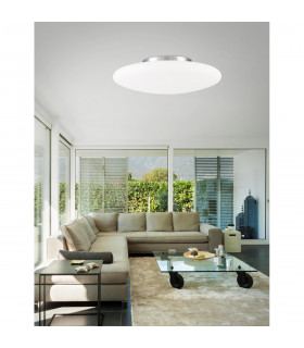 Pressione 60cm Flush Ceiling Light Opal Glass Matt White Metal LED E27-2
