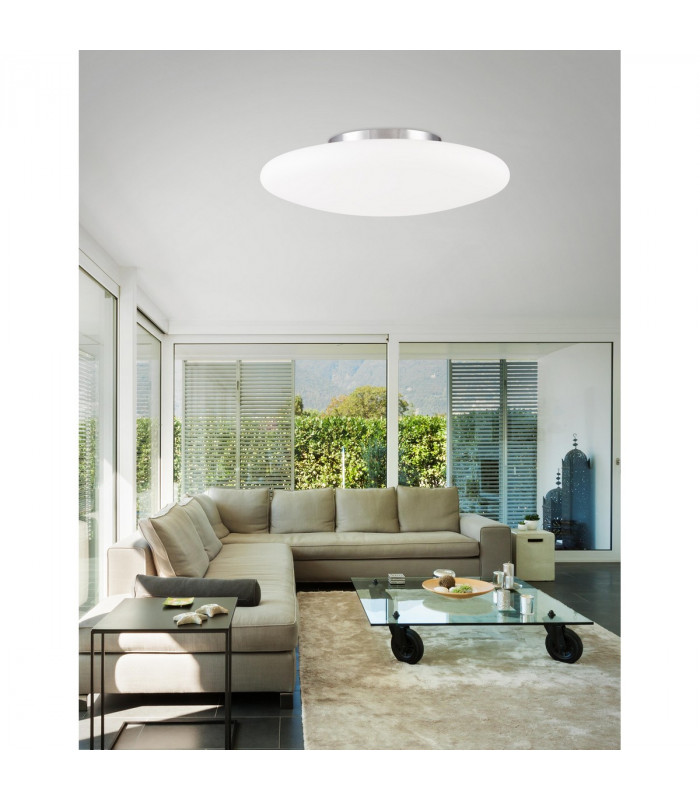Pressione 60cm Flush Ceiling Light Opal Glass Matt White Metal LED E27-2