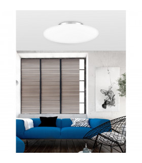 Pressione 42cm Flush Ceiling Light Opal Glass Matt White Metal LED E27-2