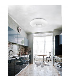 Bianco 4 Light Flush Ceiling Light Opal Glass Chrome Metal LED E27-2