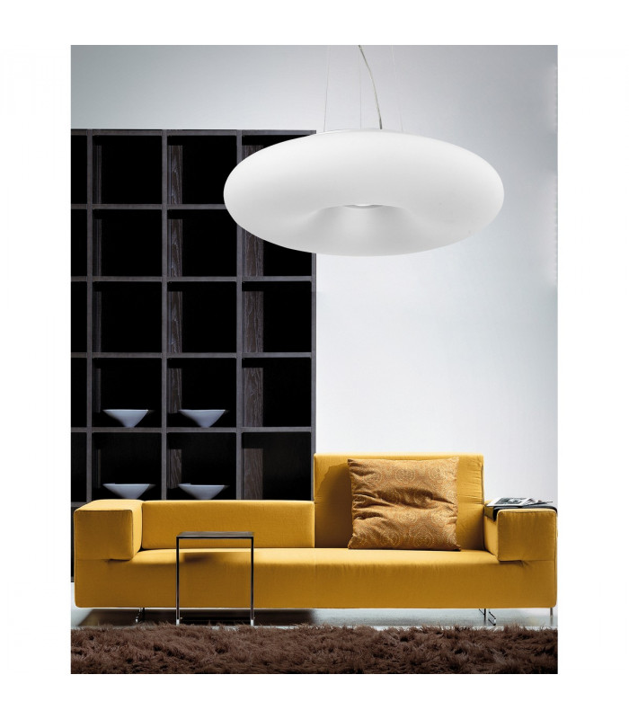 Bianco 4 Light Pendant Ceiling Light Opal White Glass Chrome Aluminium LED E27-2
