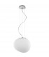 Ciottoli 31.5cm Globe Pendant Ceiling Light Opal White Glass Chrome Aluminium LED E27-1