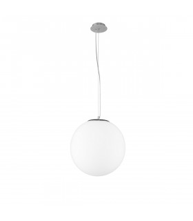Nevoso 40cm Globe Pendant Ceiling Light Opal Glass Chrome Metal LED E27-1